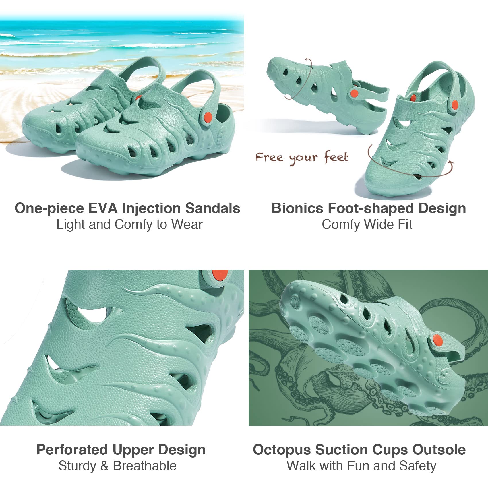 **UIN Men's Clog Slip-On Sandals - Comfortable Garden Shoes for Beach, Outdoor & Water Activities - Perfect for Walking, Fishing & Relaxing**