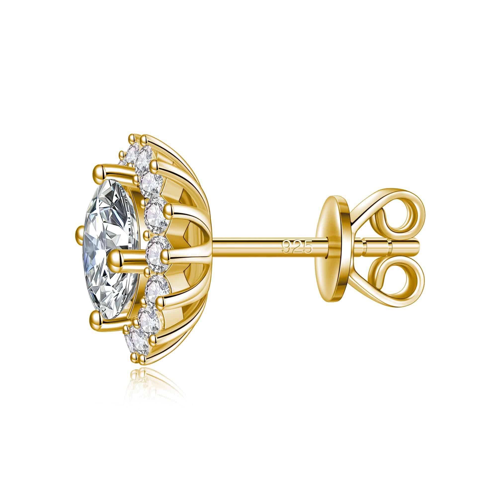 2 Carat (Ctw) Sunflower Round Moissanite Stud Earrings for Women - Hypoallergenic 925 Sterling Silver Jewelry - Perfect for Weddings, Anniversaries & Everyday Elegance
