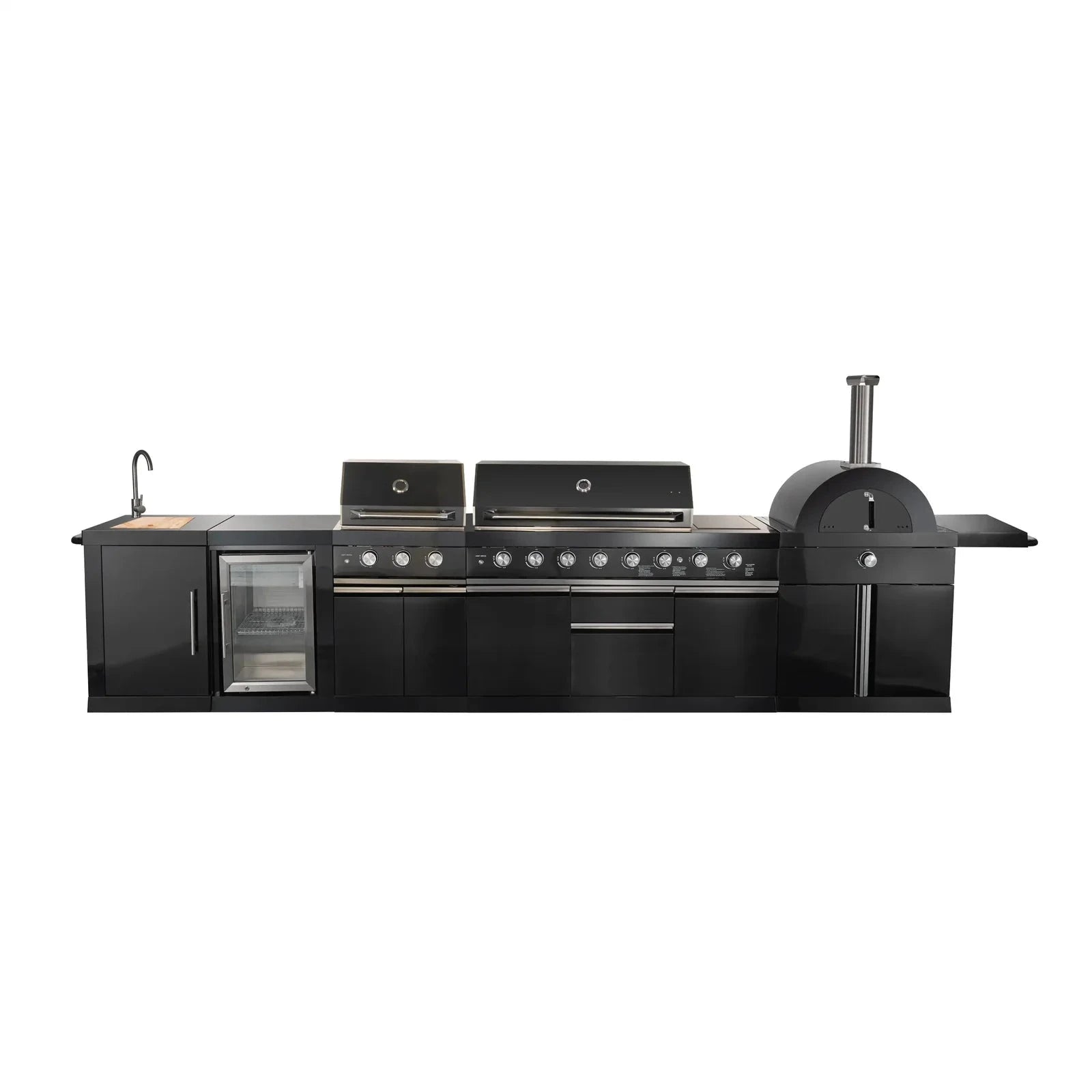 Forno All'Aperto FODKT2568BLK Outdoor Kitchen Set - Premium Stainless Steel BBQ Grill Island with Side Burner & Storage - Perfect for Backyard, Patio, and Poolside Entertaining