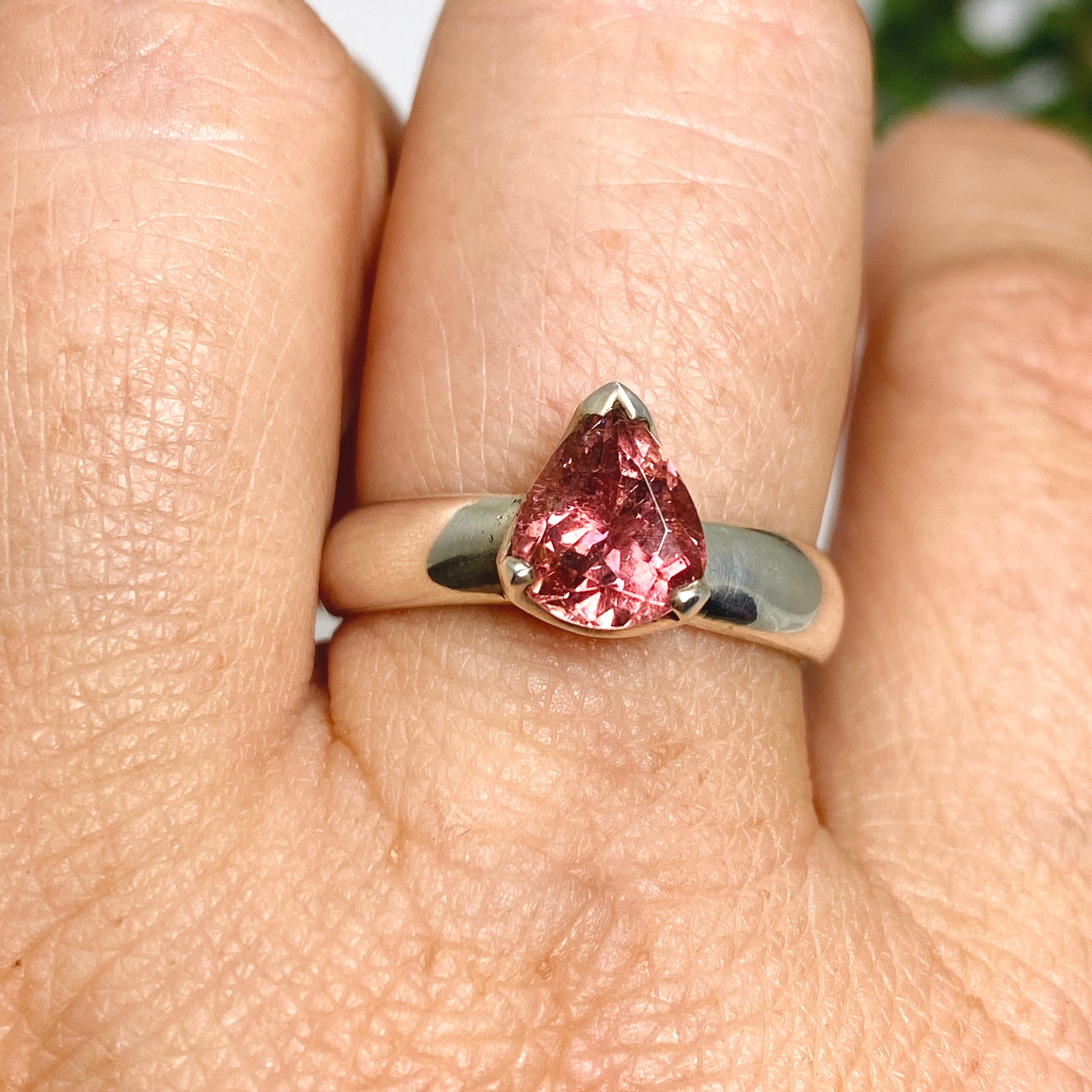 Pink Tourmaline Teardrop Faceted Ring - Size 8 - PRGJ539 - Elegant Jewelry for Women, Perfect for Weddings, Parties & Special Occasions