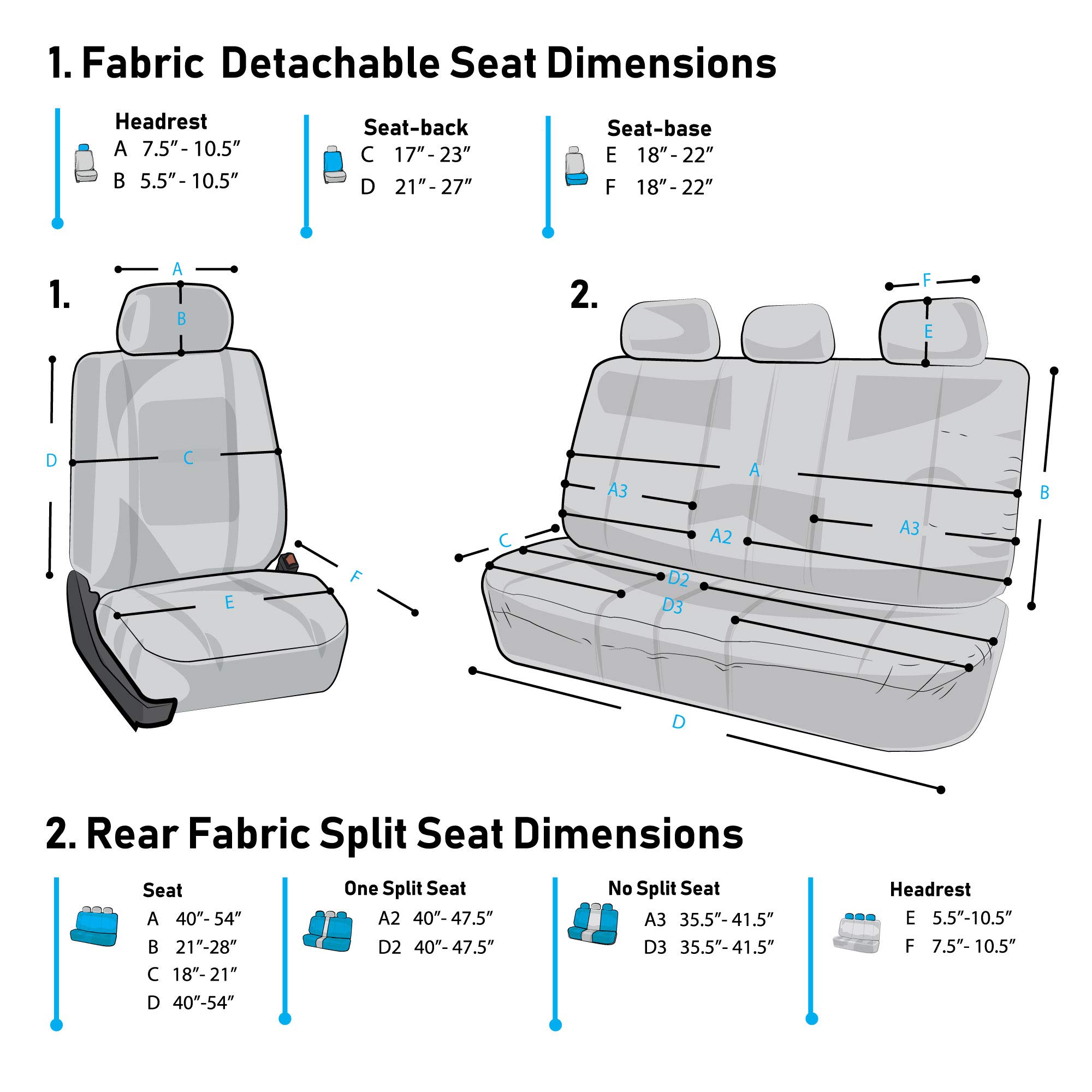 FH Group 3-Row 7-Seater Car Seat Covers - Airbag & Split Bench Compatible, Universal Fit for Cars, Trucks & SUVs (Green/Black Striped) | Durable Protection for Family Road Trips & Daily Commutes