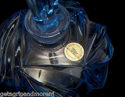Vintage German Blue Glass Decanter with Stopper - Unique Antique Wine Bottle for Home Bar, Dinner Parties & Gift Giving