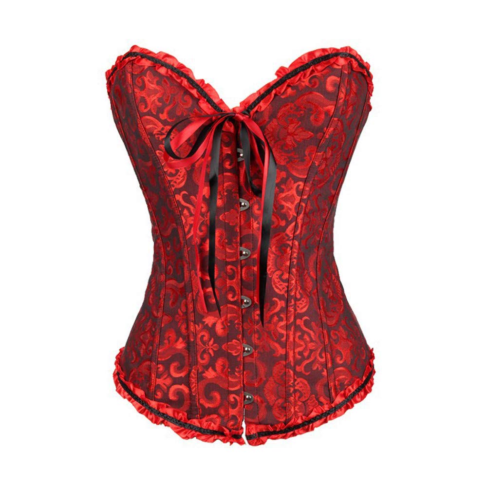 Sexy Vintage Gothic Corset Bustier Top for Women - Floral Lace-Up Slim Fit Party Wear | Perfect for Halloween, Cosplay, Burlesque & Nightclub Outfits