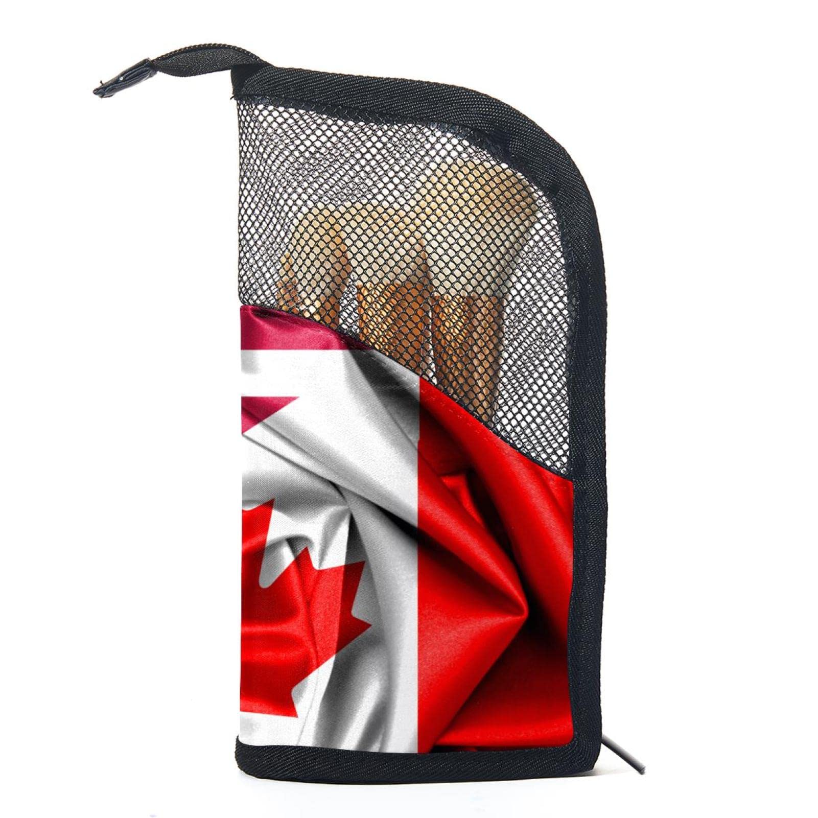 12-Piece Makeup Brush Organizer Bag with Canada & USA Flags - Portable Waterproof Cosmetic Brush Holder Case for Travel, Home & Professional Makeup Artists