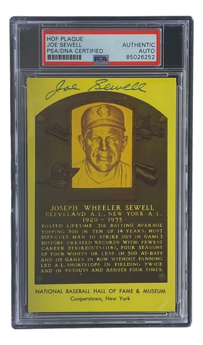 Joe Sewell Autographed 4x6 Cleveland Hall of Fame Plaque Card - PSA/DNA Certified #85026252 - Perfect for Baseball Memorabilia Collections & Sports Fan Gifts