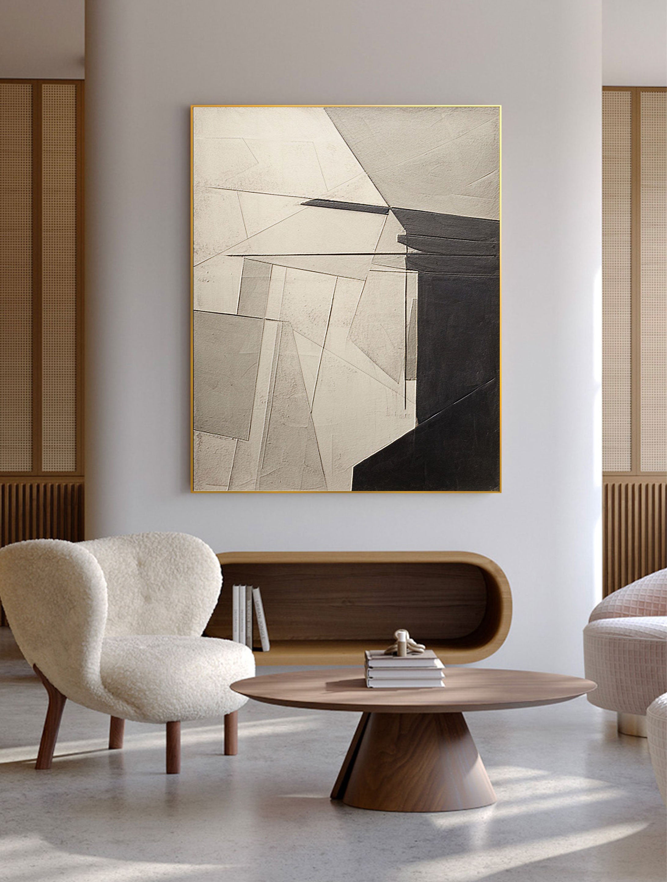 Beige & Brown Abstract Art Print #BB032 - Modern Wall Decor for Living Room, Bedroom & Office
