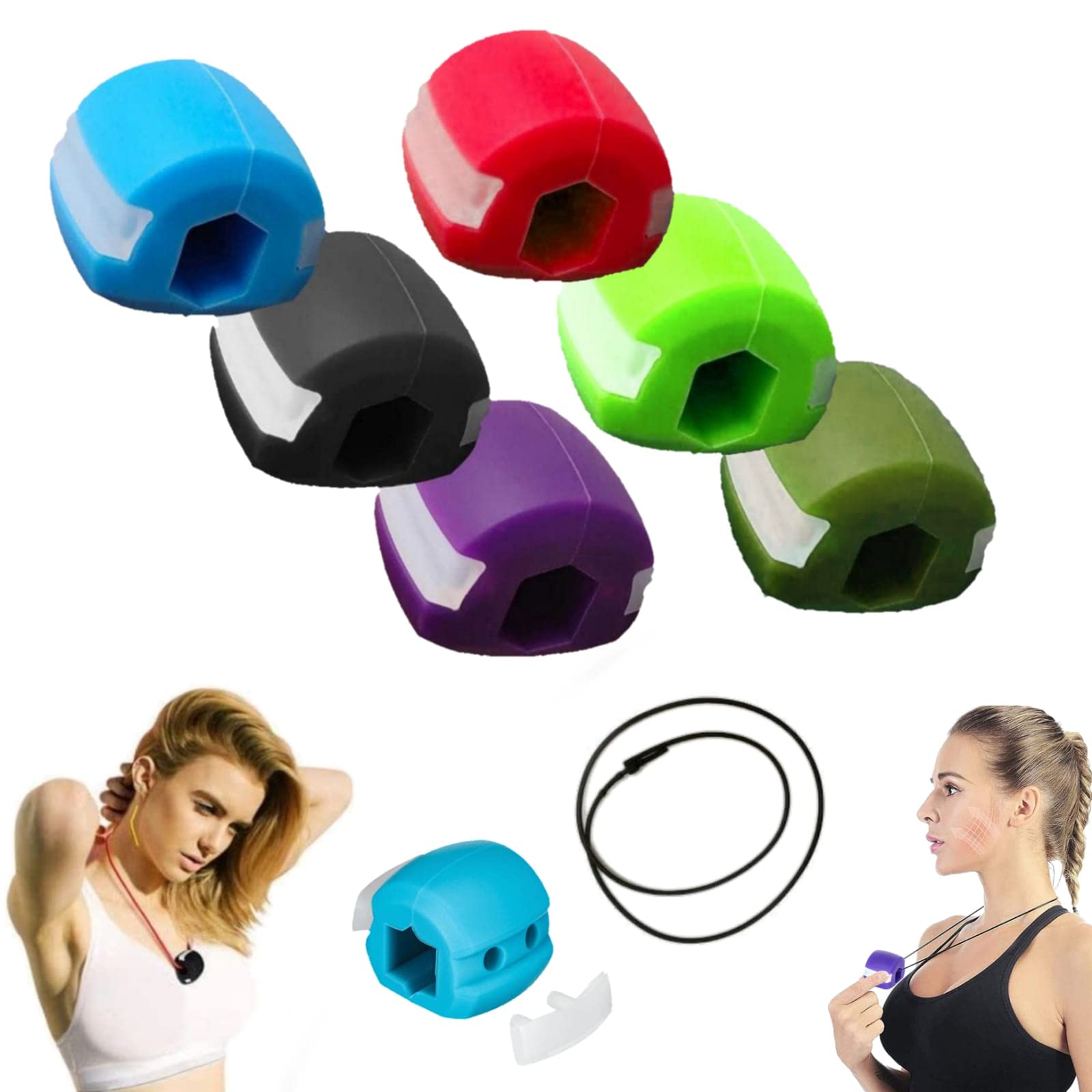FLETIX Jawline Exerciser for Men & Women - Face Slimmer & Neck Toner Tool - Double Chin Reducer for a Defined Jawline & Youthful Look - Perfect for Home, Gym, or Travel (Pack of 1, Multicolor)
