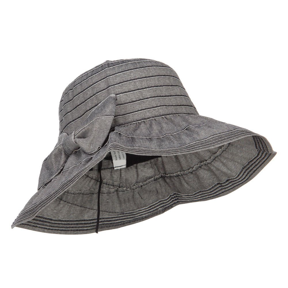 Jeanne Simmons Women's Ribbon Accent Crushable Sun Hat - Stylish Wide Brim Floppy Hat for Beach, Garden & Outdoor Activities
