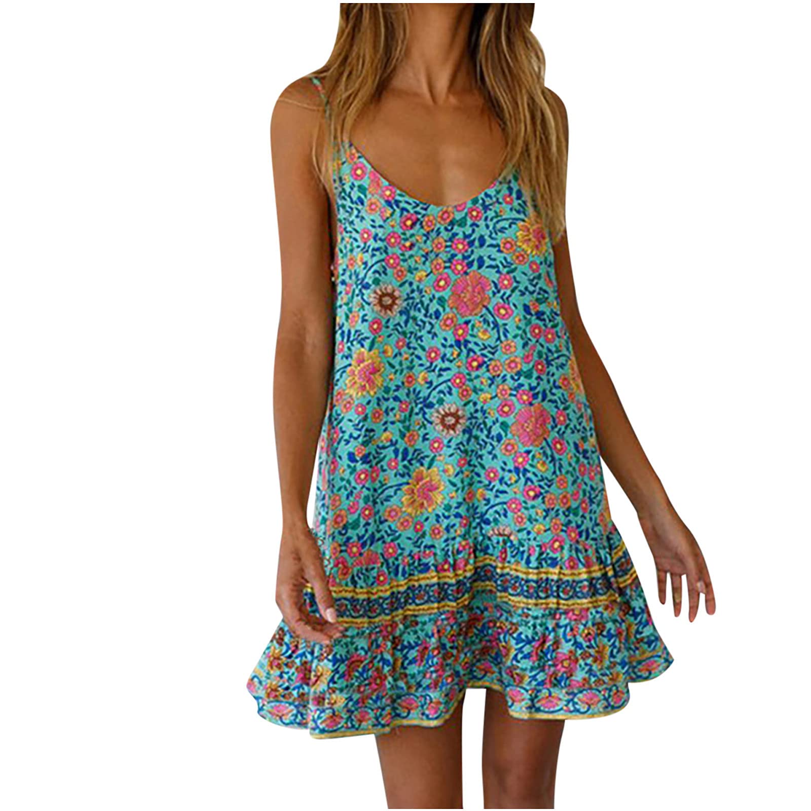 Tiehua Women's Summer Ruffle Dress 2022 - Plus Size & Maternity Beach Dress for Spring - Perfect for Vacations, Outdoor Parties, and Casual Wear