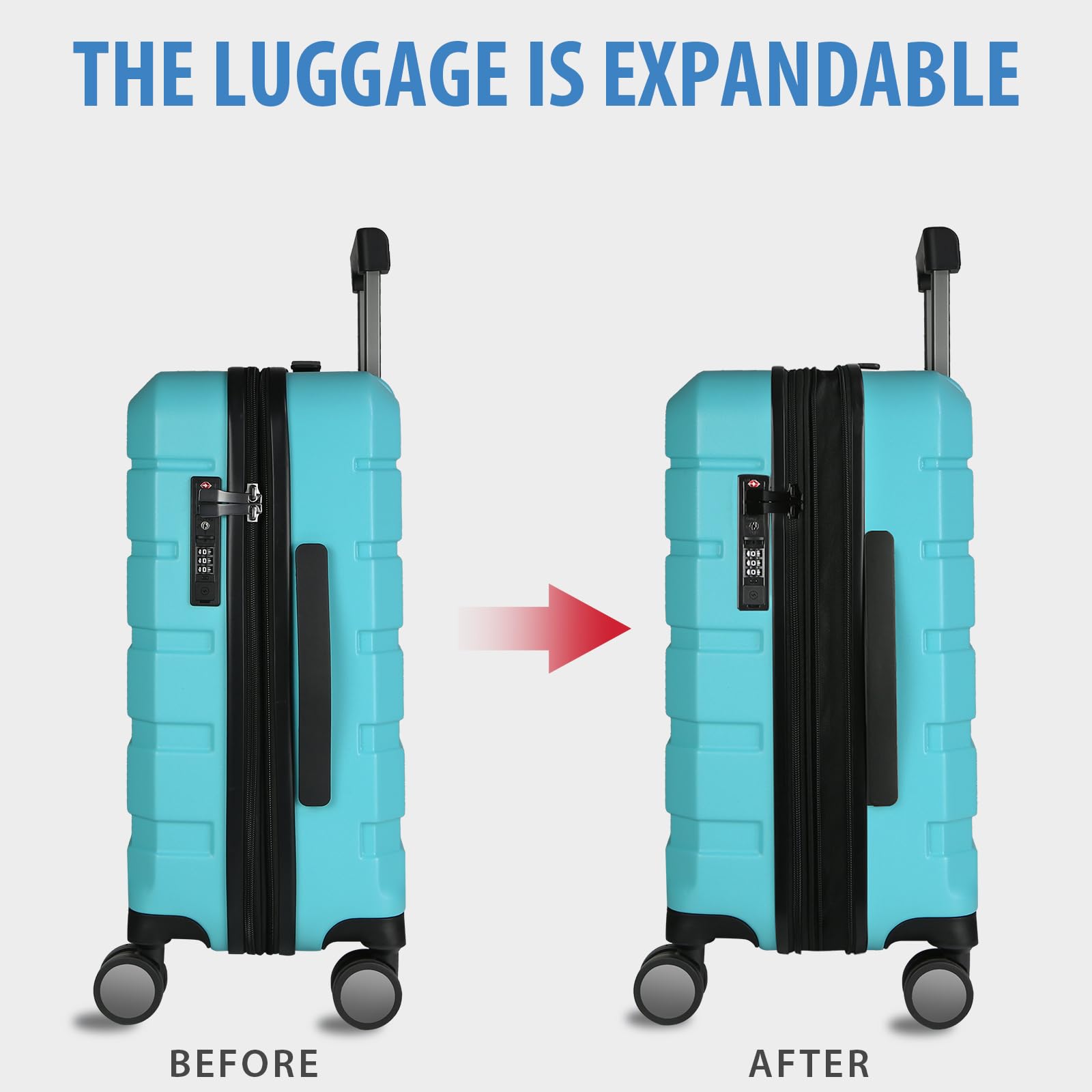 KROSER 20-Inch Expandable Hardside Carry-On Luggage with 360° Spinner Wheels, TSA Lock & USB Charging Port - Durable Lightweight Suitcase for Air Travel (Lake Blue) | Perfect for Business Trips & Weekend Getaways