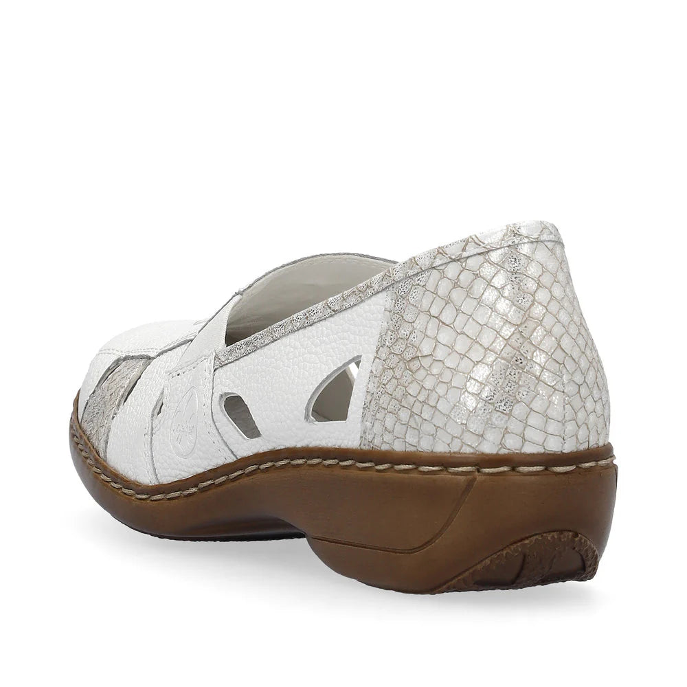 Rieker 41385 White Women's Comfort Shoes - Stylish & Lightweight for Work, Walking & Everyday Wear
