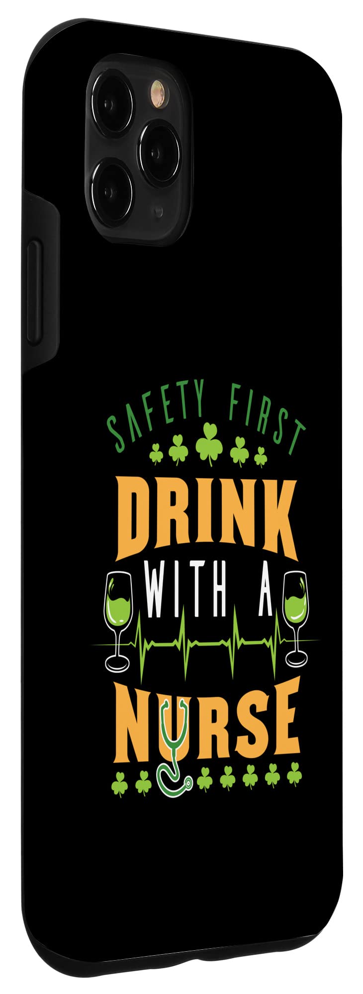 iPhone 11 Pro Max Protective Case - St. Patrick's Day Nurse Themed Design | Shockproof Cover for Healthcare Workers & Party Lovers