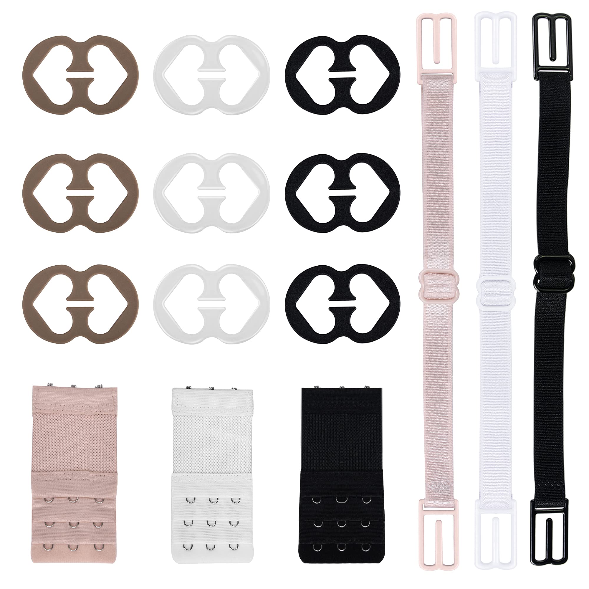 PHLSTYLE Bra Strap Clips & Extenders 3 Hooks - Comfortable Back Support for Dresses & Tops