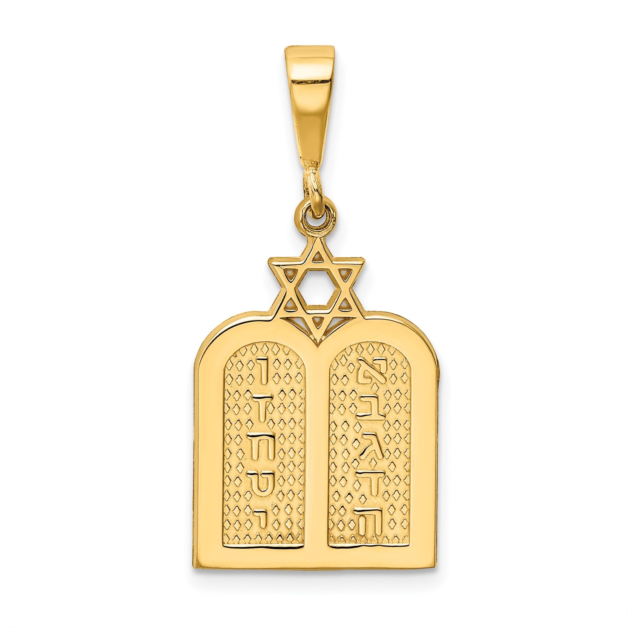 14K Solid Yellow Gold 10 Commandments Necklace with Star of David Pendant - Jewish Religious Jewelry for Men & Women - Perfect for Bar Mitzvah, Hanukkah Gifts & Daily Wear