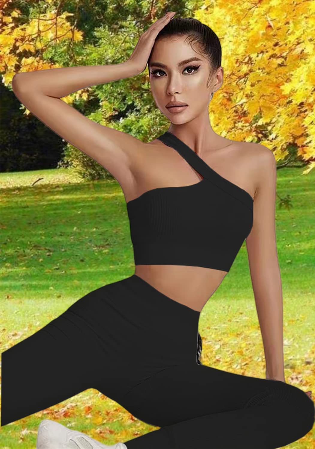 Seamless 2-Piece Workout Sets for Women - Sexy One Shoulder Sports Bra & High Waist Yoga Shorts | Gym, Running & Yoga Outfits