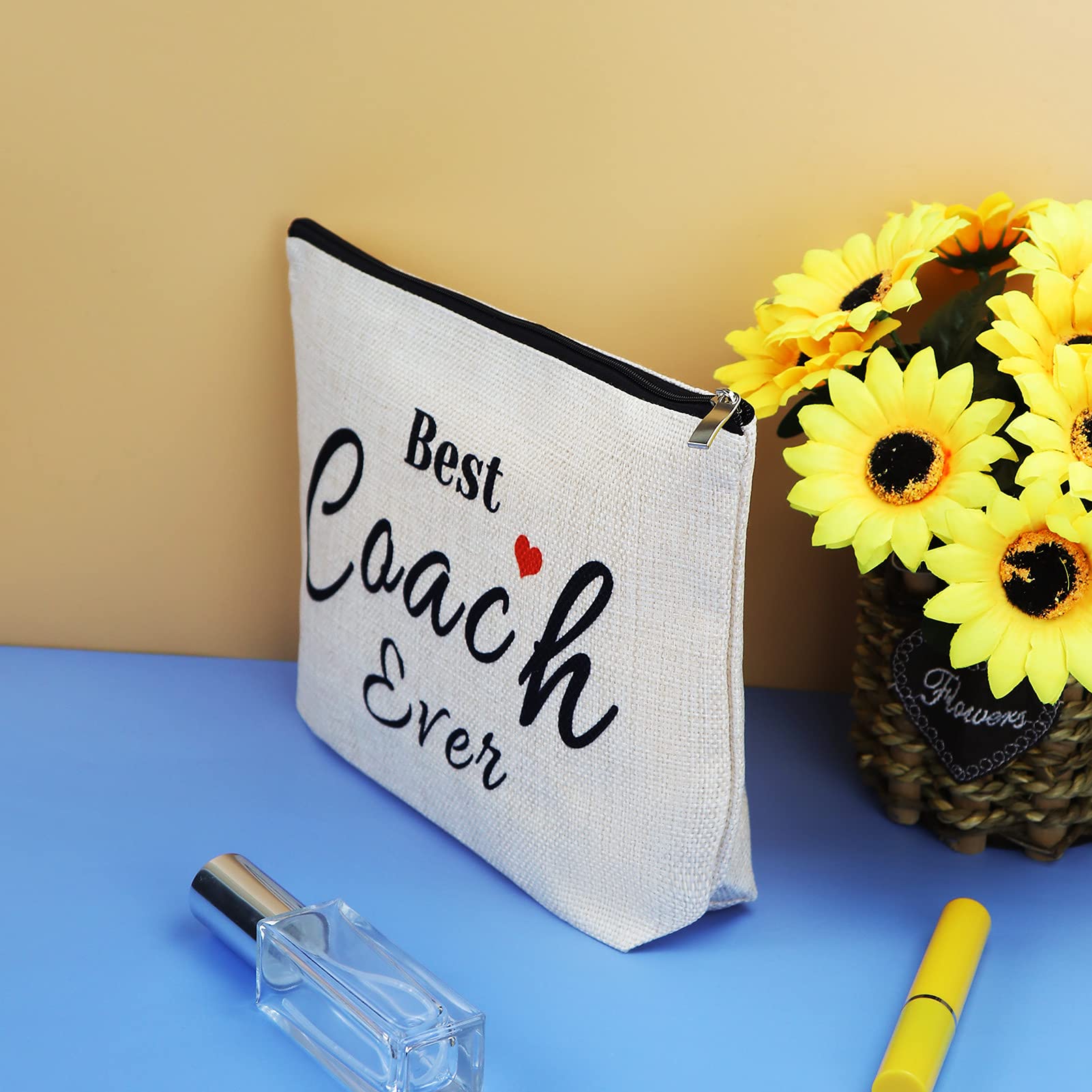 Coach Thank You Gifts for Women - Premium Makeup Cosmetic Bag | Perfect Appreciation Birthday Gift for Soccer, Football, Cheer, Baseball, Volleyball, Swim, Dive & Gym Coaches | Versatile Toiletry Case & Travel Pouch for Sports, Work & Daily Use