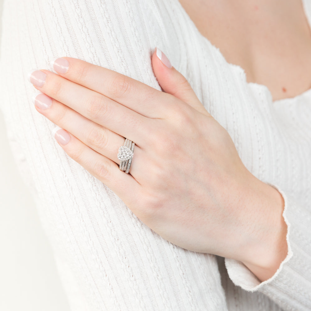 1/3 Carat Diamond Engagement Ring & Wedding Band Set in Sterling Silver - Perfect for Proposals, Anniversaries & Bridal Jewelry Gifts