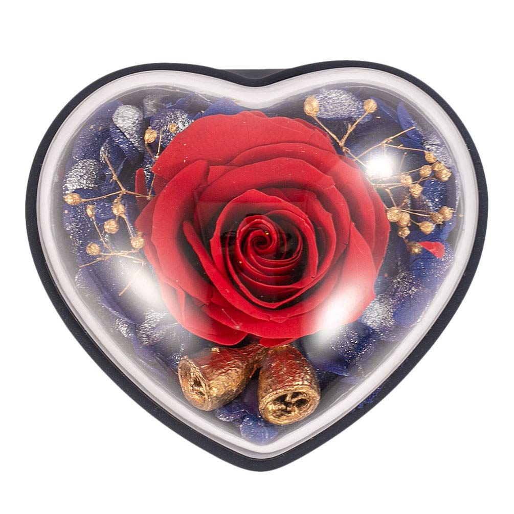 Holibanna Preserved Rose Jewelry Gift Set - Heart Shaped Forever Rose Flower Ring, Earrings & Bracelet for Women, Wife, Girlfriend | Valentine's Day, Anniversary, Birthday Gift | Romantic Keepsake for Special Occasions