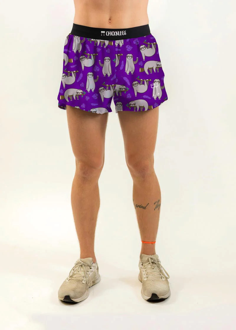 Men's Sloth 4” Split Shorts - Comfortable Athletic Running Shorts for Gym, Workout & Casual Wear