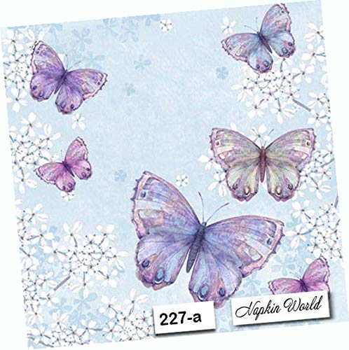 Butterfly Spring Blue Decorative Paper Napkins - 6.5