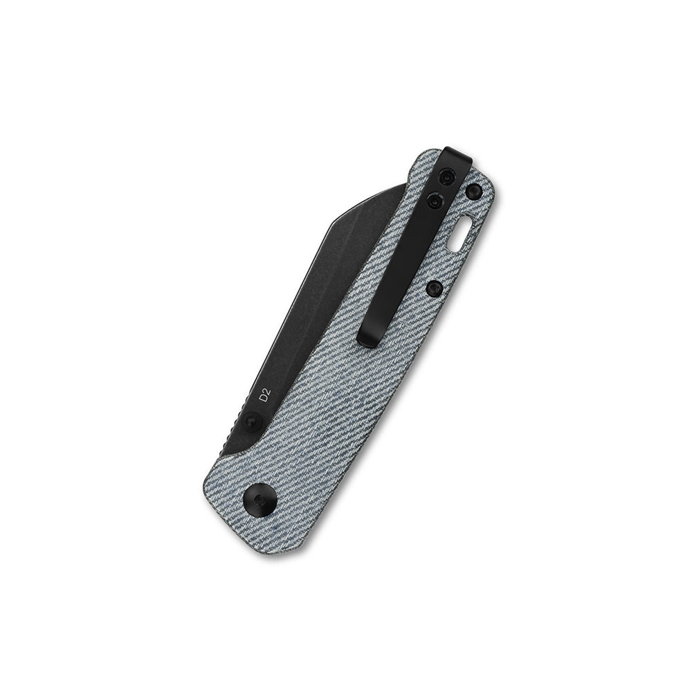 QSP Penguin Liner Lock Pocket Knife - D2 Steel Blade, Denim Micarta Handle - EDC, Camping, Hiking & Outdoor Survival Tool