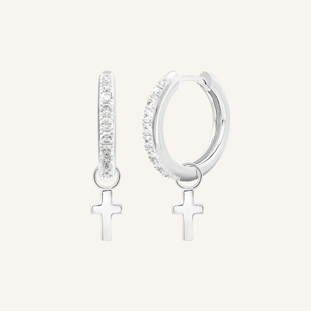 Sparkling Cross Crystal Hoop Earrings for Women - Elegant & Stylish Jewelry Gift for Christmas, Party, Wedding & Everyday Wear