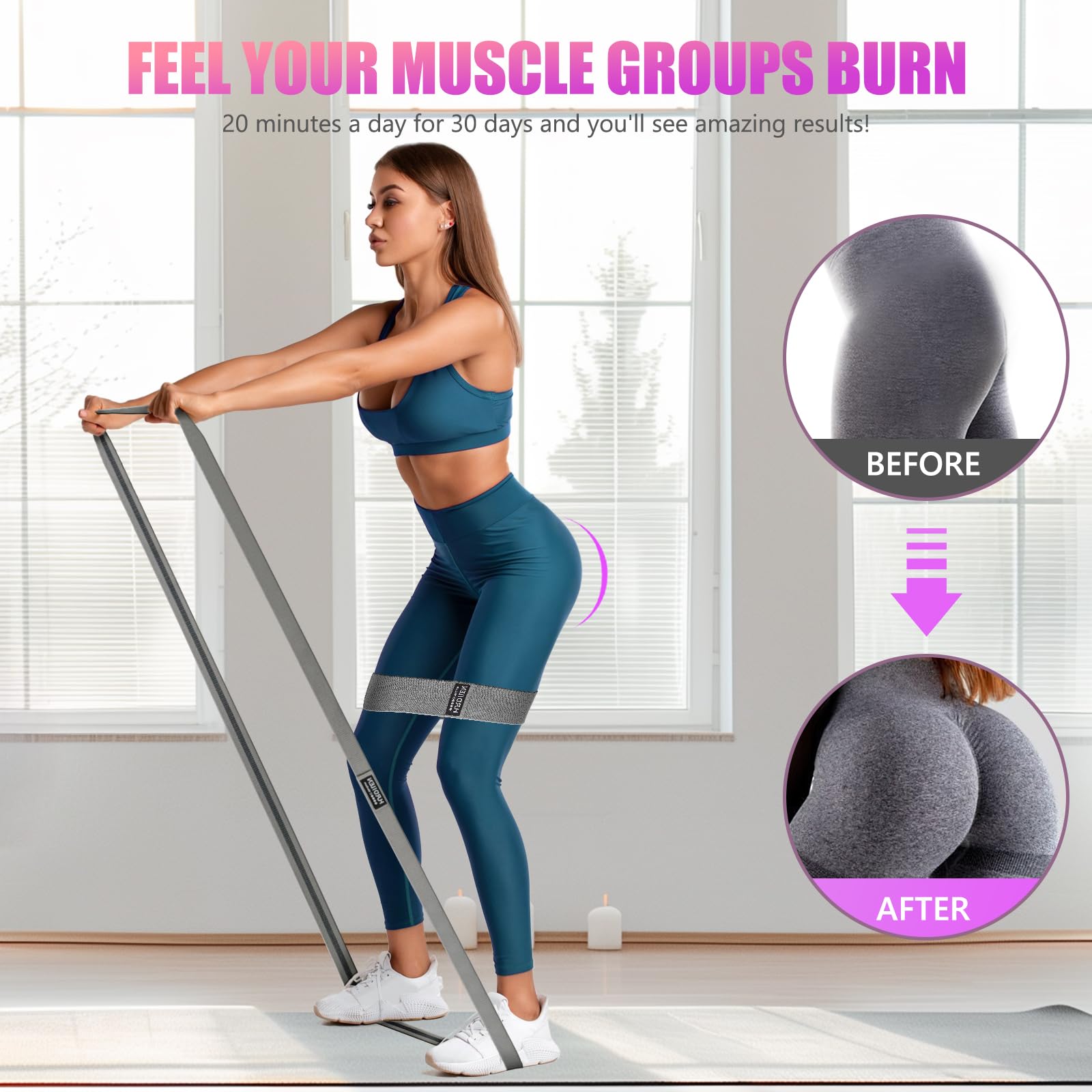 Premium Resistance Bands Set - 3 Pull Up & 3 Assistance Bands with Door Anchor for Legs, Glutes & Hip Workouts - Durable Fabric Loop Exercise Bands for Gym, Home & Office - Perfect for Strength Training, Physical Therapy & Full-Body Fitness
