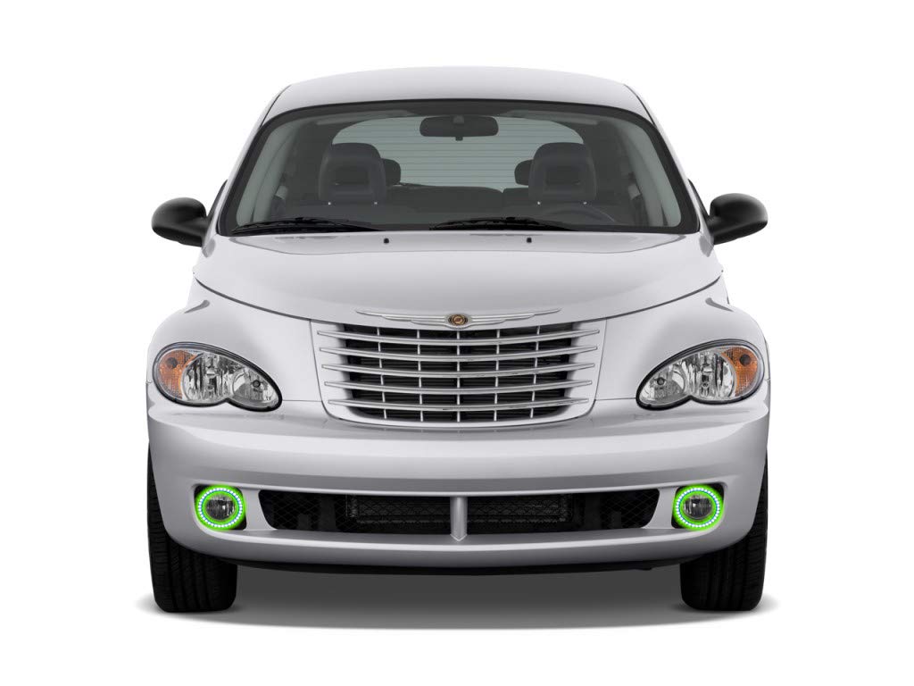 Flashtech Bright Green LED Halo Ring Fog Light Kit for 2006-2010 Chrysler PT Cruiser - Durable Waterproof Fog Lights for Night Driving & Off-Road Adventures