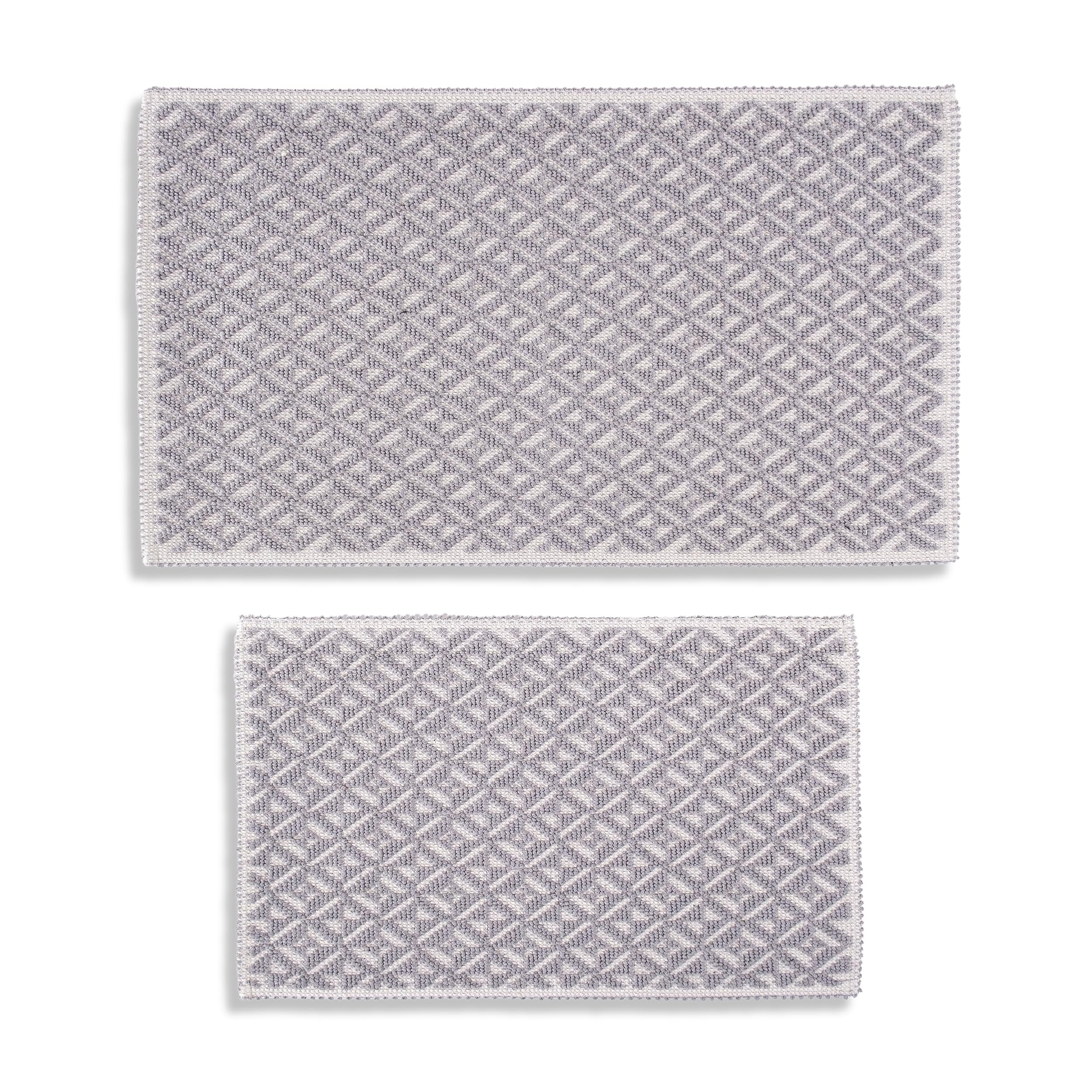 Premium 100% Cotton Bathroom Rugs Set of 2 - Super Absorbent Turkish Bath Mats for Shower & Tub - Non-Slip Quick Dry Bathroom Floor Rugs (16x24 & 20x32, Grey) - Perfect for Bathroom, Spa & Home Decor