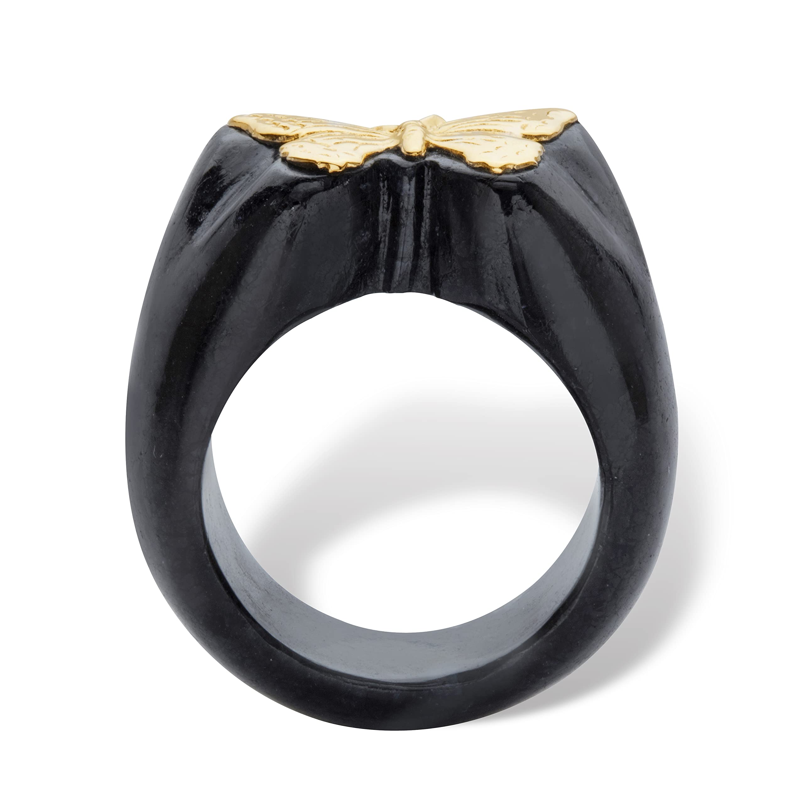 10K Solid Gold Jade Butterfly Ring - Size 8 for Women's Jewelry Collection