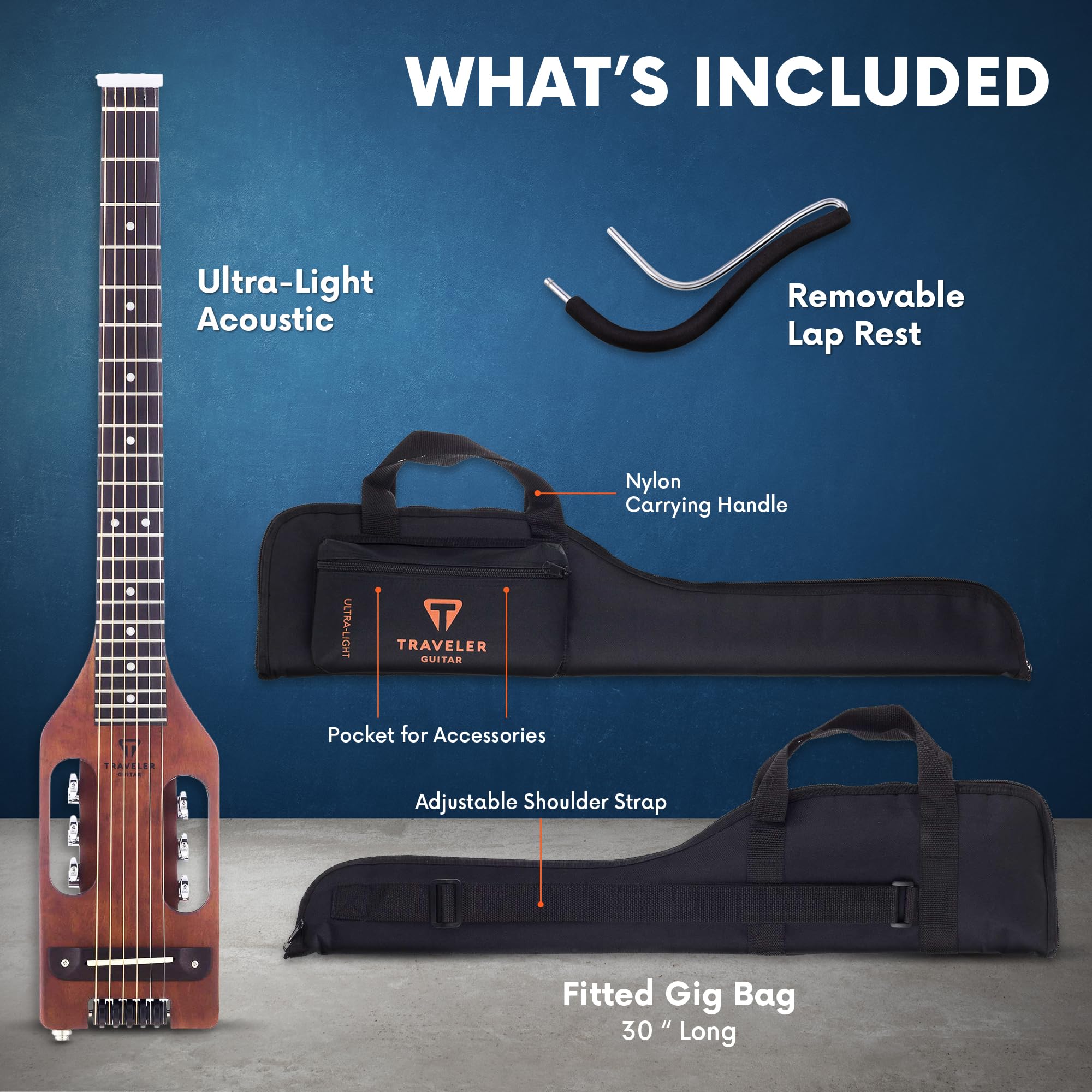 Ultra-Light Travel Acoustic-Electric Guitar - Antique Brown | Portable for Camping, Beach & Small Spaces | Perfect for Travelers & Beginners