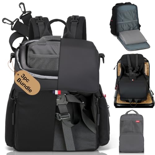 GillyGro Multifunctional Diaper Bag Backpack with Built-in Booster Seat, Roll-Out Changing Pad & Organizer | Waterproof Baby Essentials Carrier for Parents | Perfect for Travel, Daycare & Family Outings