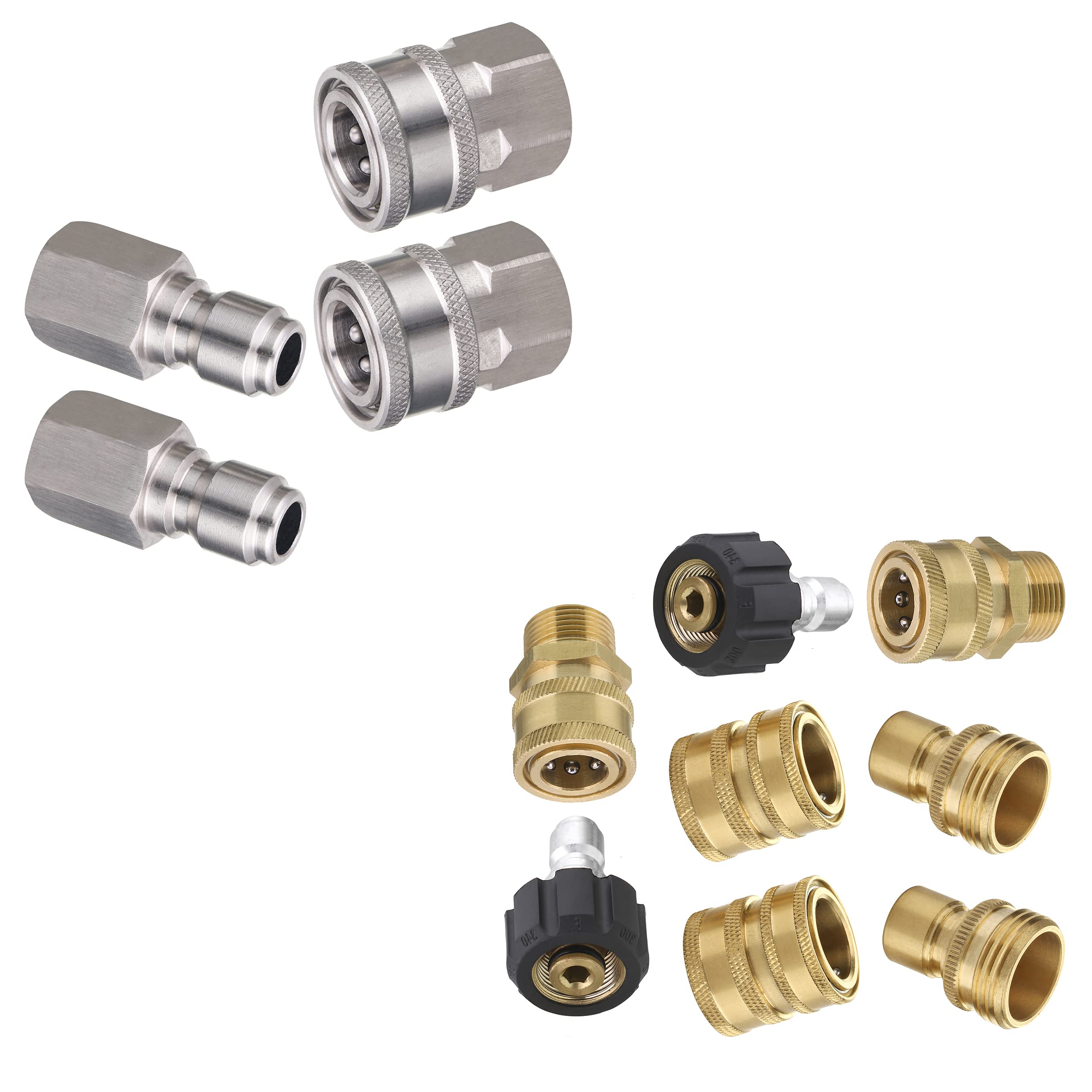 M MINGLE Ultimate Pressure Washer Adapter Set - 6 Nozzle Tips & Quick Connect for 1/4 Inch Spray Gun - High Pressure Washer Accessories for Car Washing, Home Cleaning & Outdoor Use