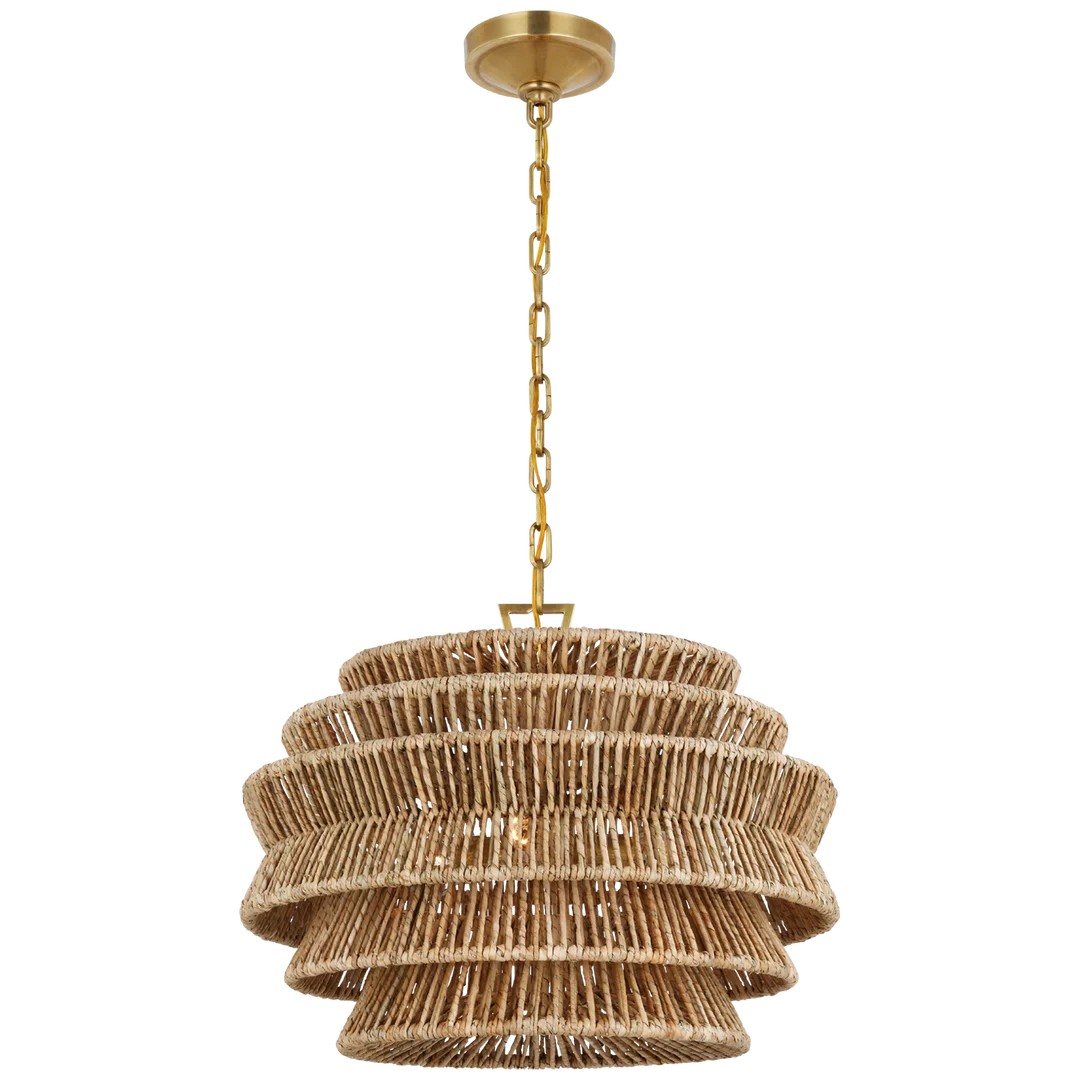 Anza Drum Chandelier - Modern Round Fabric Pendant Light Fixture for Dining Room, Bedroom & Living Room Decor