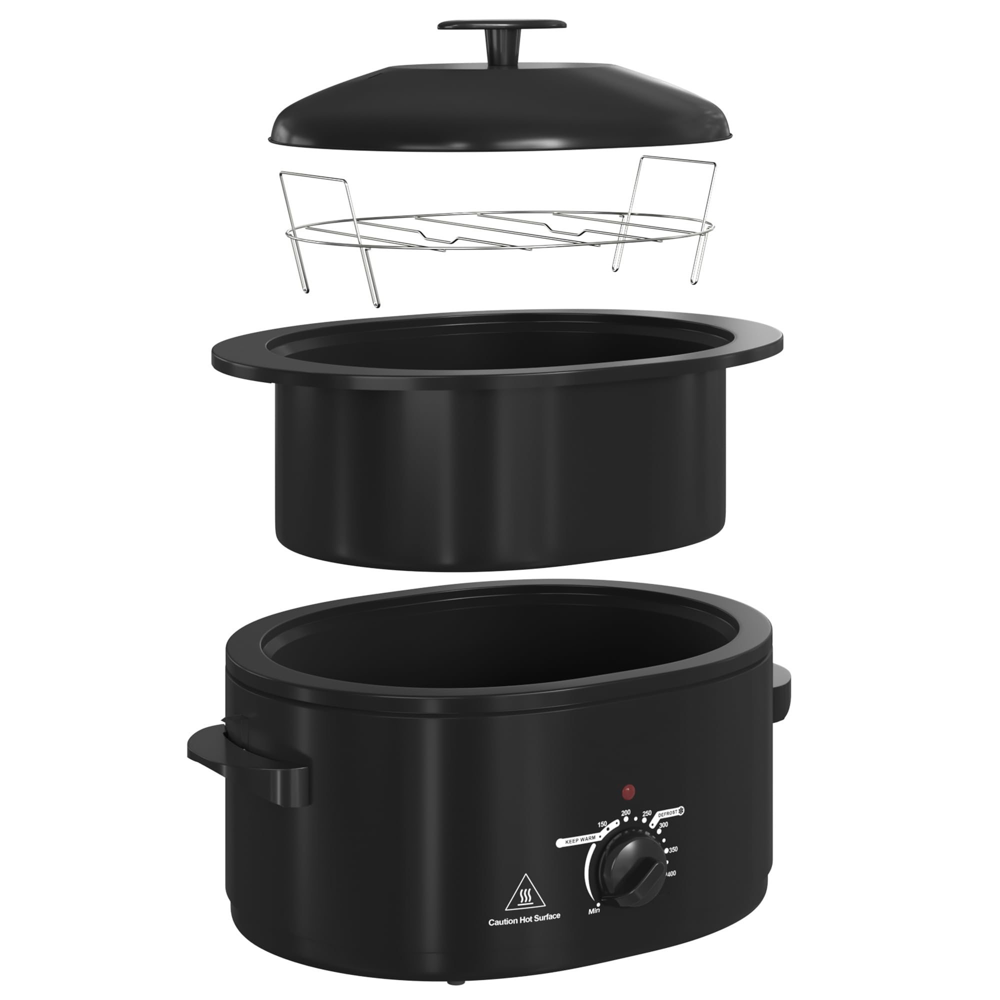 8 Quart Electric Roaster Oven & Slow Cooker - 2-in-1 Countertop Appliance with Removable Pan, 400°F Temperature, Easy Clean Black Design - Perfect for Holiday Meals, Potlucks & Family Dinners