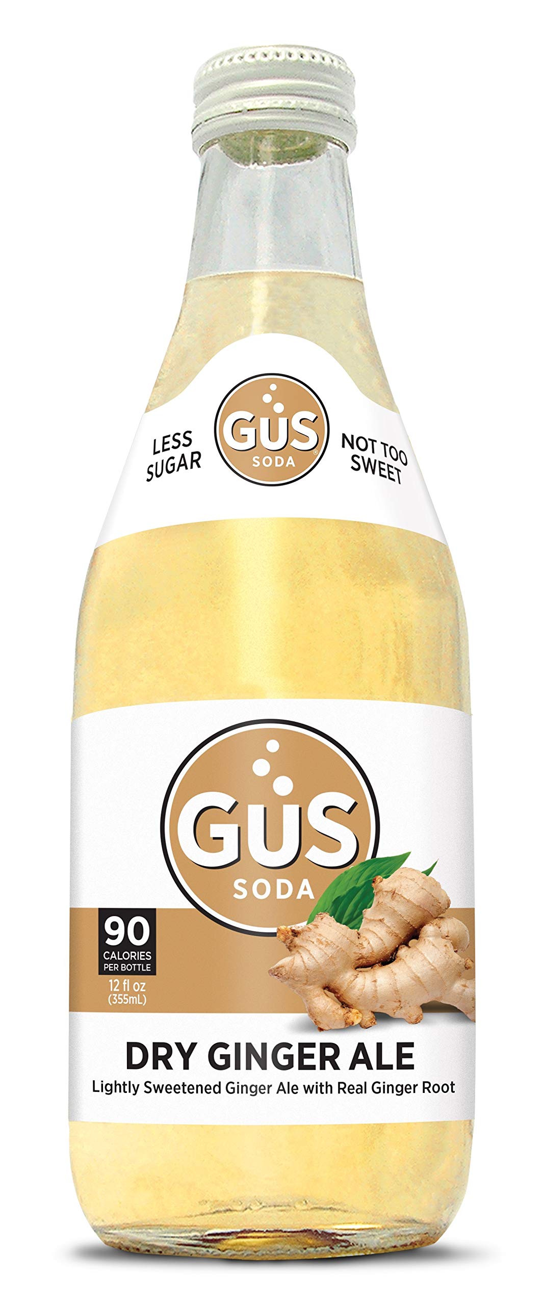 GuS Extra Dry Ginger Ale - 12 oz Glass Bottles (24-Pack) | Premium Craft Soda | Refreshing Beverage for Parties, BBQ & Cocktail Mixing