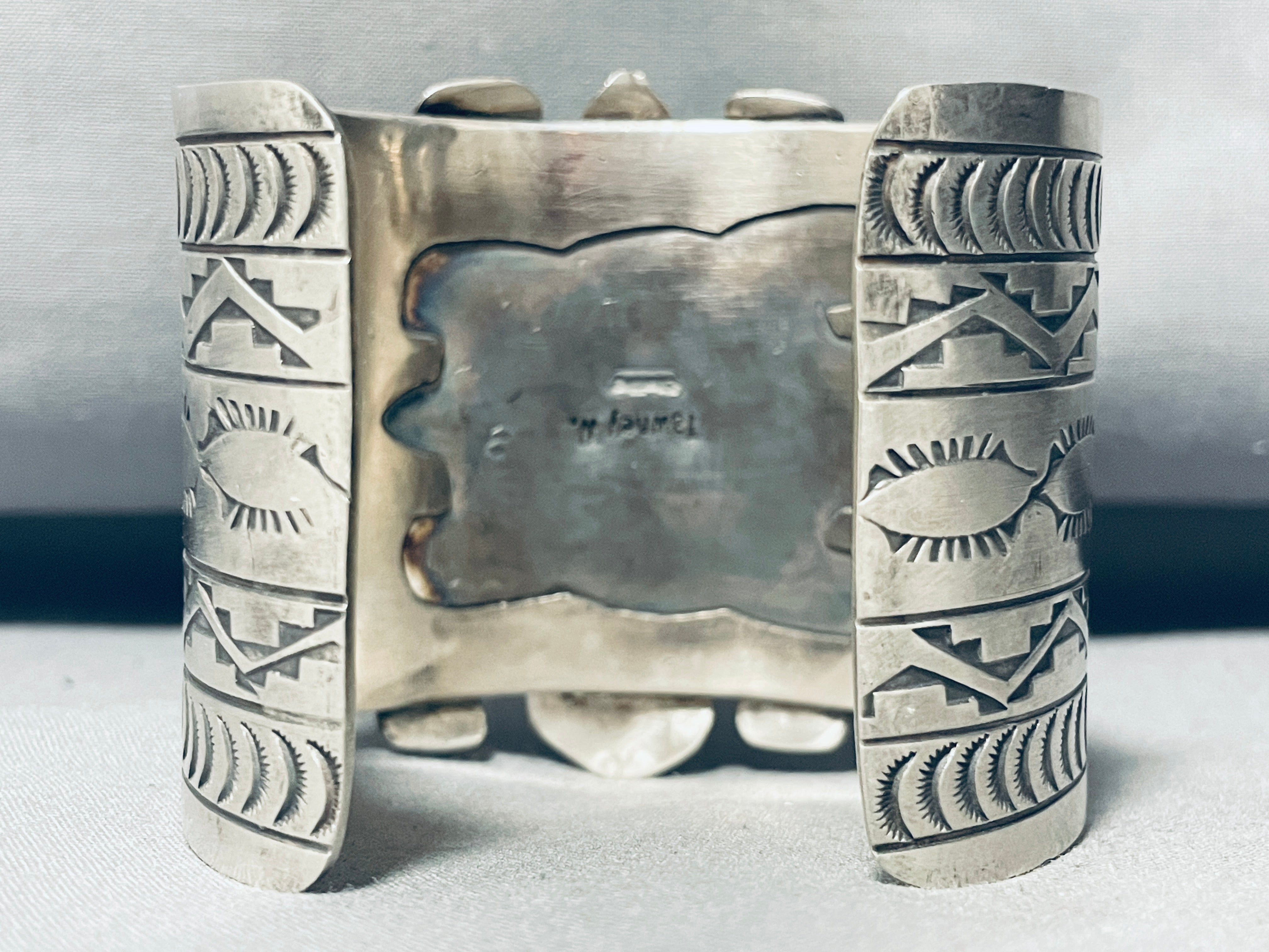 Authentic Navajo Sterling Silver Green Turtle Bracelet - 149g Handmade Native American Jewelry for Women, Perfect for Boho Fashion & Spiritual Gifts