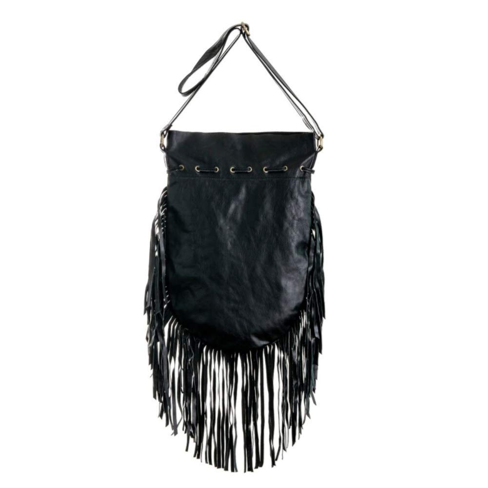 Boho Round Leather Fringe Purse for Women | Handmade Genuine Leather Bohemian Shoulder Bag | Perfect for Festivals, Beach & Casual Outings