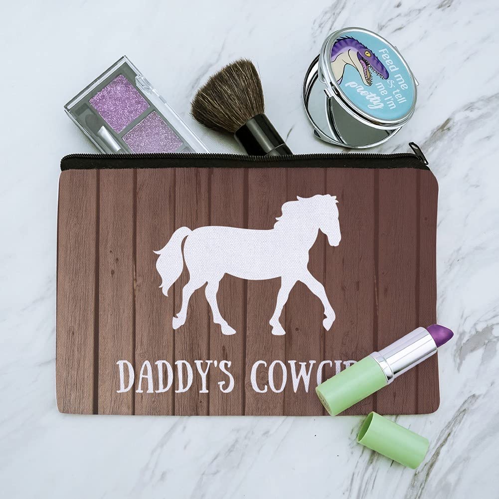 Personalized Custom Engraved 1 Line Horse Silhouette Wooden Makeup Cosmetic Bag Organizer Pouch - Perfect for Travel, Gym & Everyday Essentials Storage
