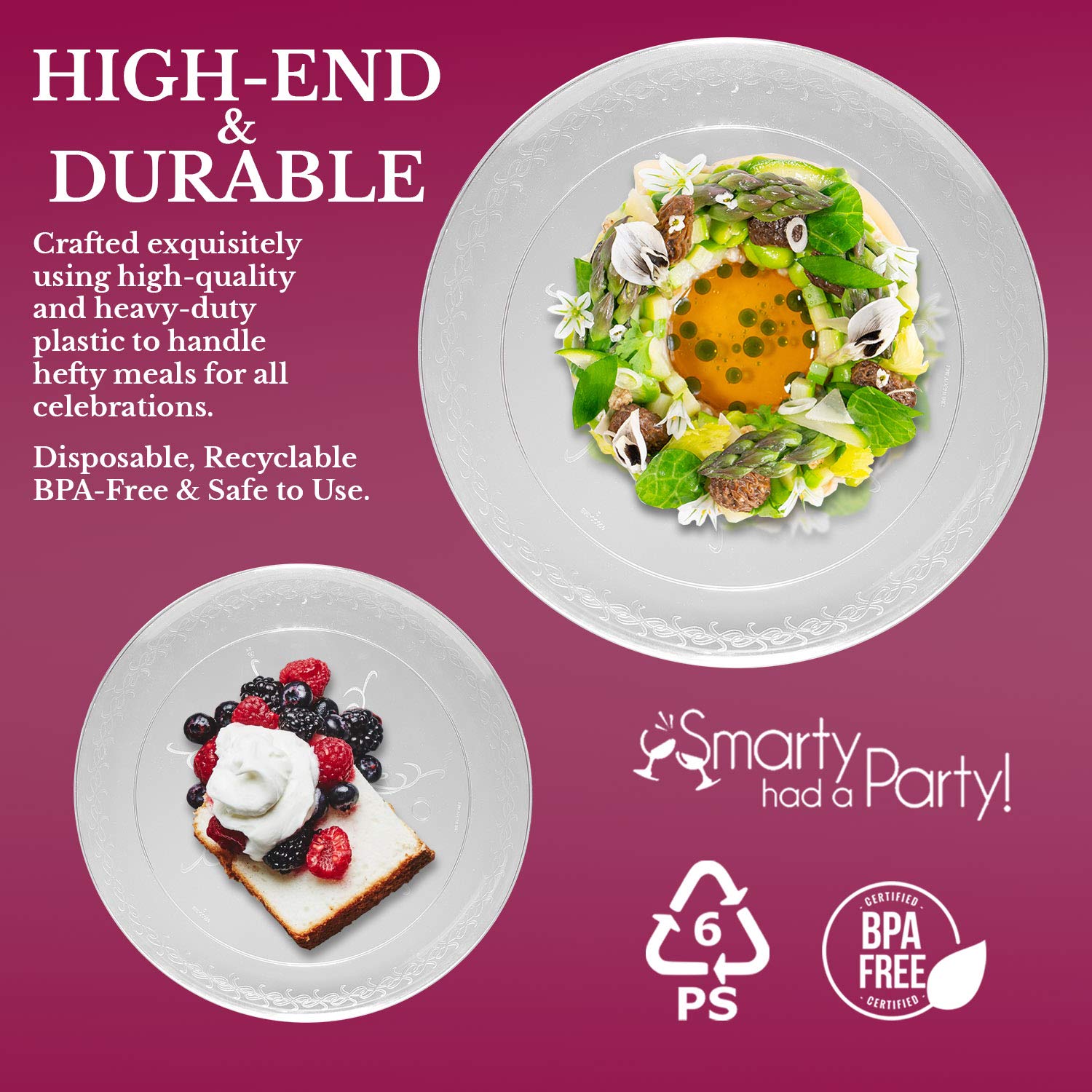Elegant Disposable Plastic Lunch Plates 240 Pcs - 9.5