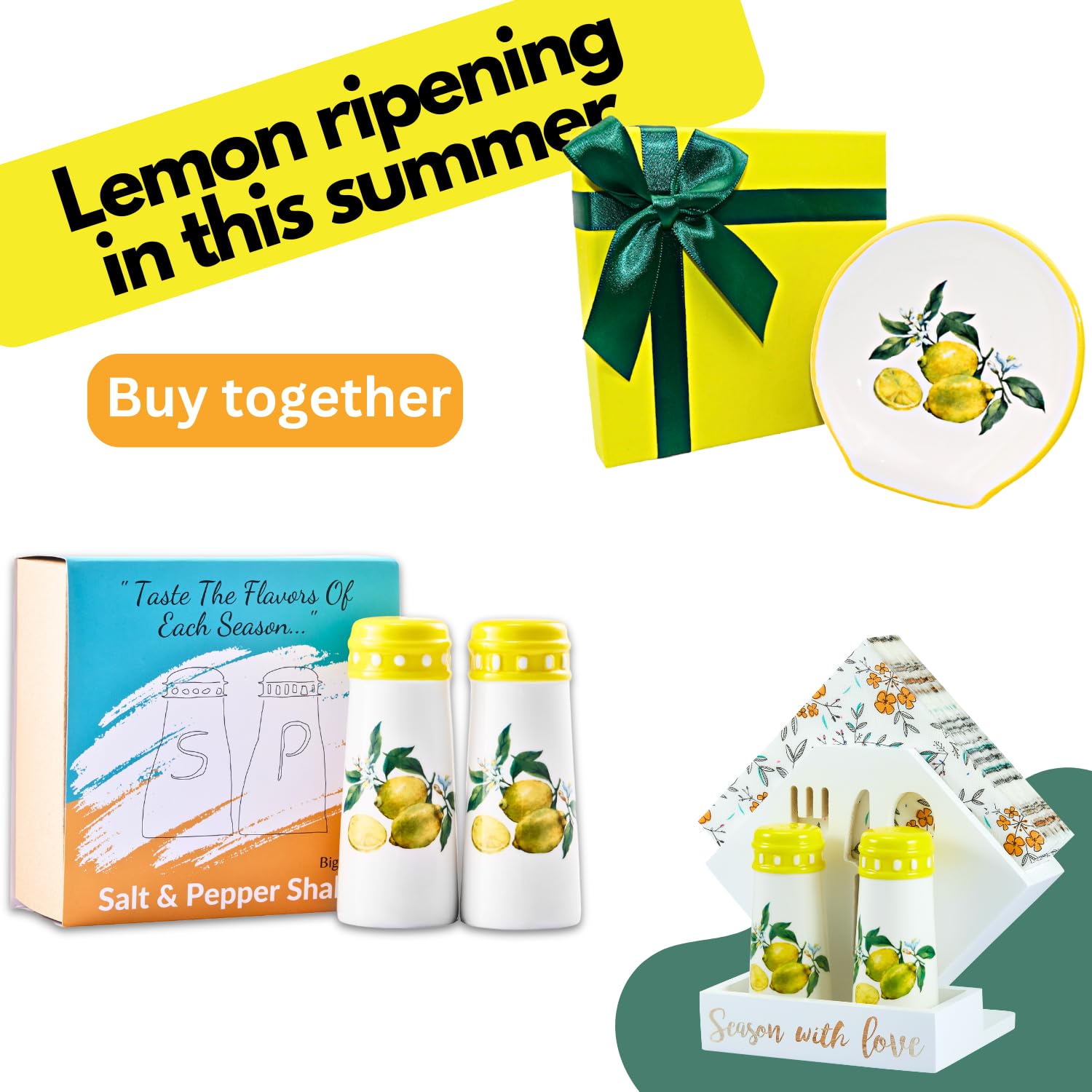 Lemon Kitchen Decor - 5'' Ceramic Spoon Rest for Stovetop, Farmhouse Utensil Holder & Countertop Accessory - Lemon-Themed Christmas Gifts for Home Cooks & Baking Enthusiasts
