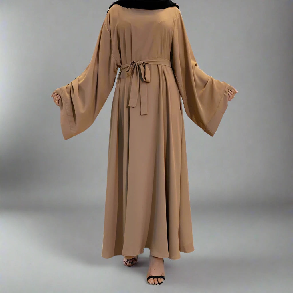 14 Color Options Nida Solid Color Abaya Dress for Middle Eastern Arab Women - Modest Islamic Clothing for Prayer, Daily Wear & Special Occasions