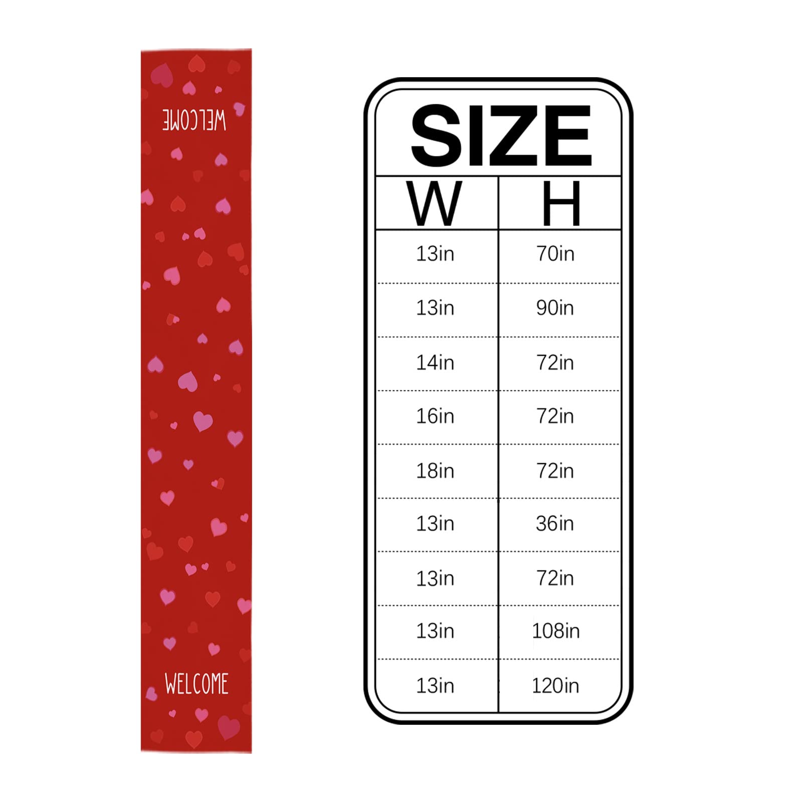 Valentine's Day Table Runner - Red and Pink Heart Design, 13x108 Inch Rectangle Dining Table Scarf for Kitchen, Wedding, Party, Holiday & Outdoor Decor - Perfect for Romantic Dinners and Special Occasions