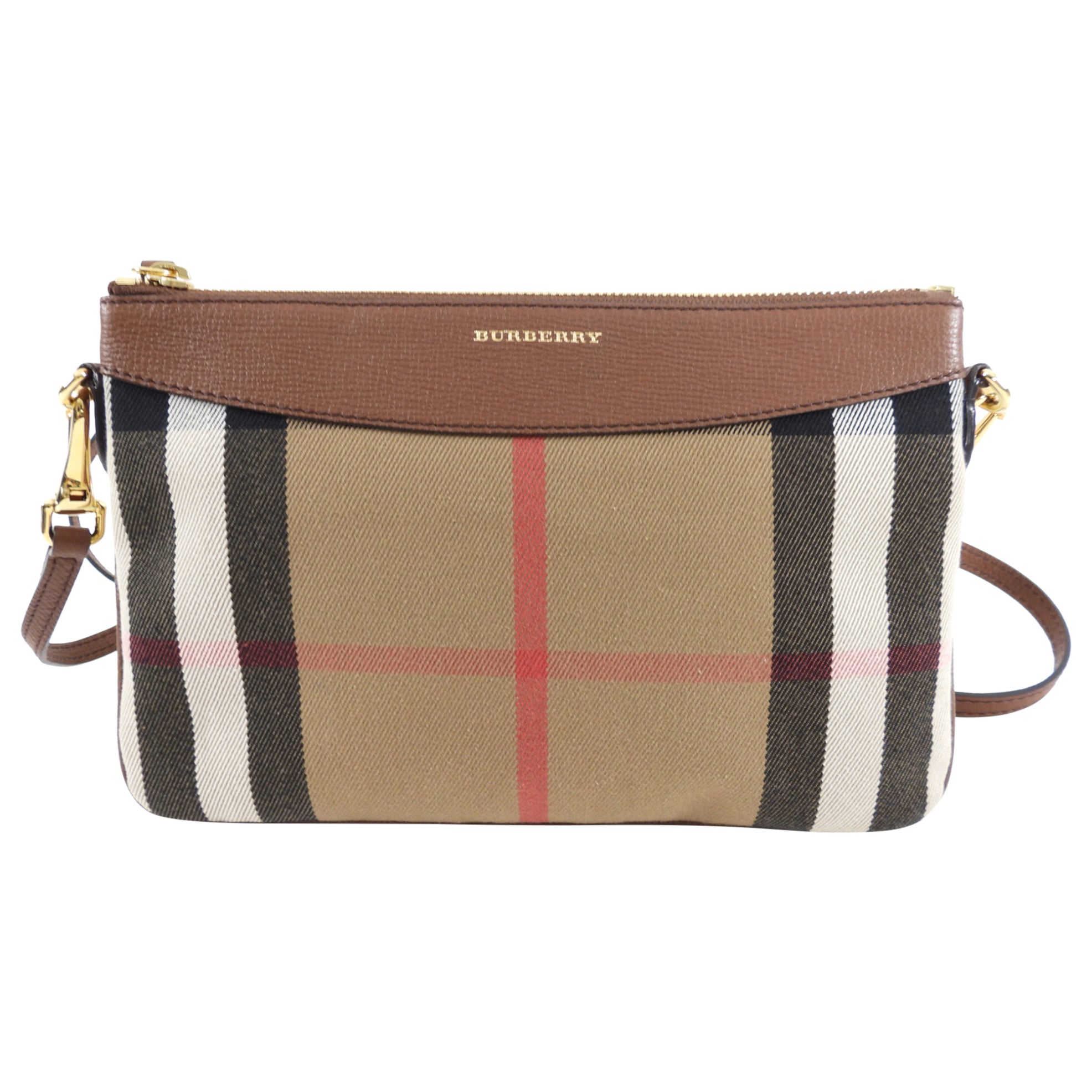 Burberry Noval Check Brown Leather Derby Payton Crossbody Bag for Women - Stylish Designer Handbag for Work, Travel & Everyday Use