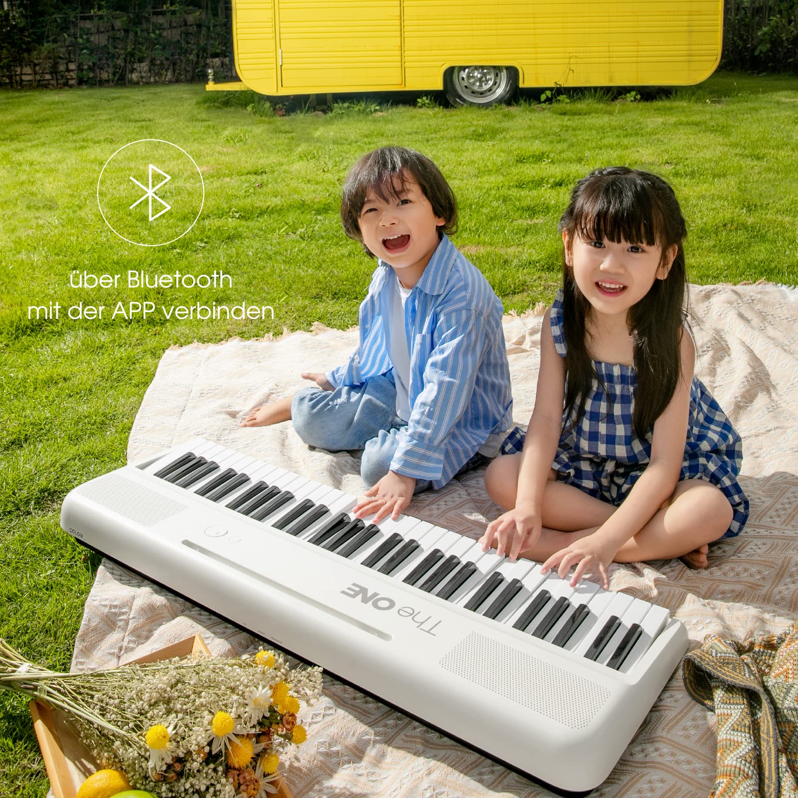The ONE Smart Keyboard COLOR 61-Key Lighted Digital Piano for Beginners with 256 Tones, 64 Polyphony, Built-in LED Lights & Free Apps - Perfect for Home Practice, Music Learning & Live Performance (Black)