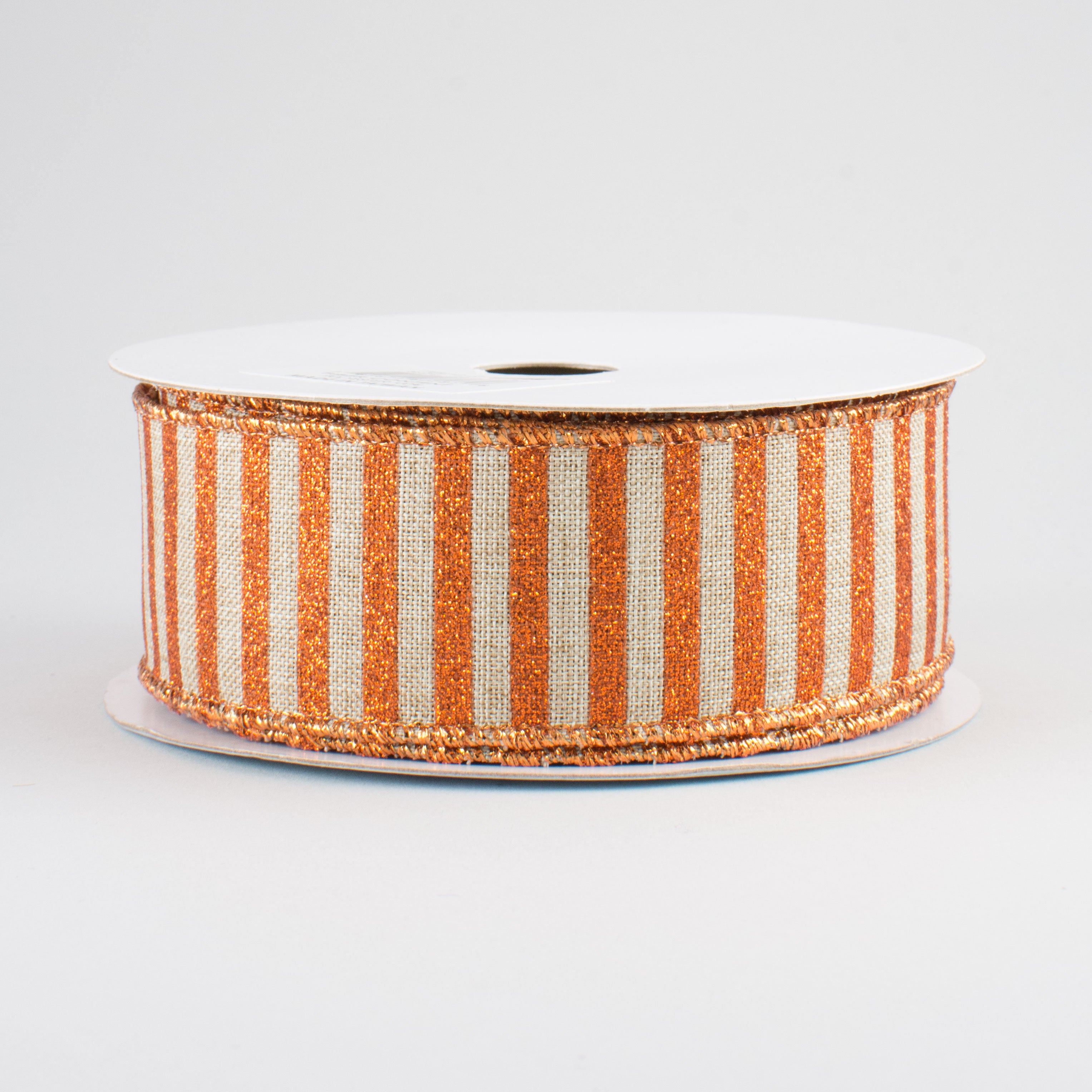 1.5 Inch Glitter Stripe Canvas Ribbon - Natural & Bright Orange (10 Yards) for Gift Wrapping, DIY Crafts, Scrapbooking, and Party Decorations