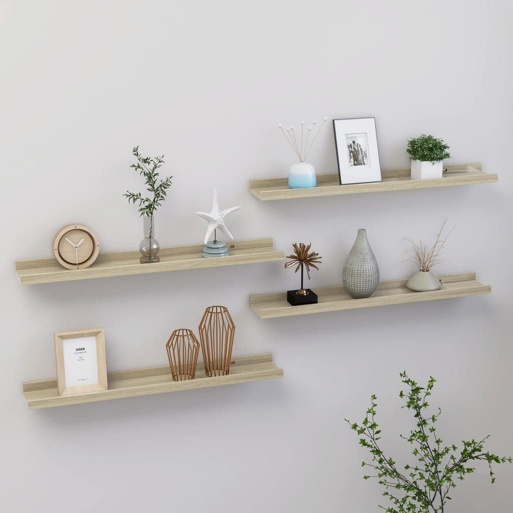 4-Pack Floating Wall Shelves Set - Sonoma Oak 23.6