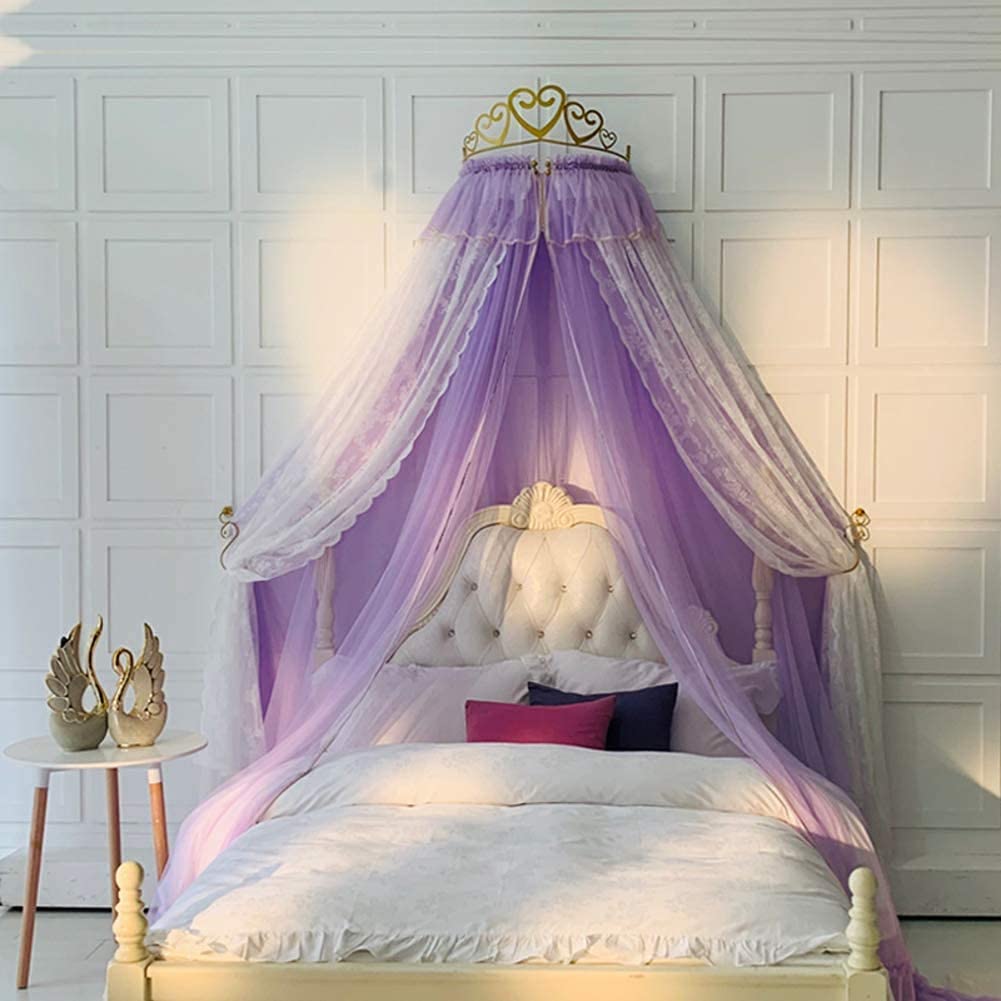 SSLW Princess Bed Canopy Net - Round Dome Cotton Mosquito Net for Kids, Baby Hanging Curtain for Indoor/Outdoor Use | Perfect for Playtime, Reading Nook, Nursery Decor & Bedroom Canopy Tent