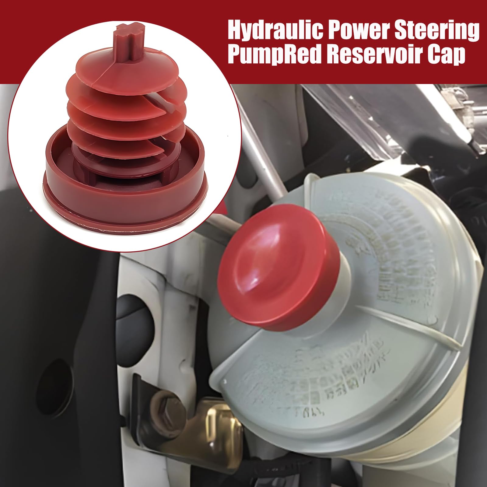 2 PCS Durable Red Automobile Oil Cap - Power Steering Pump Reservoir Sealing Cap Plug, OEM 53697-SB3-952 Replacement, Compatible with Honda Accord Odyssey Civic CRV - Perfect for Car Maintenance & Engine Protection