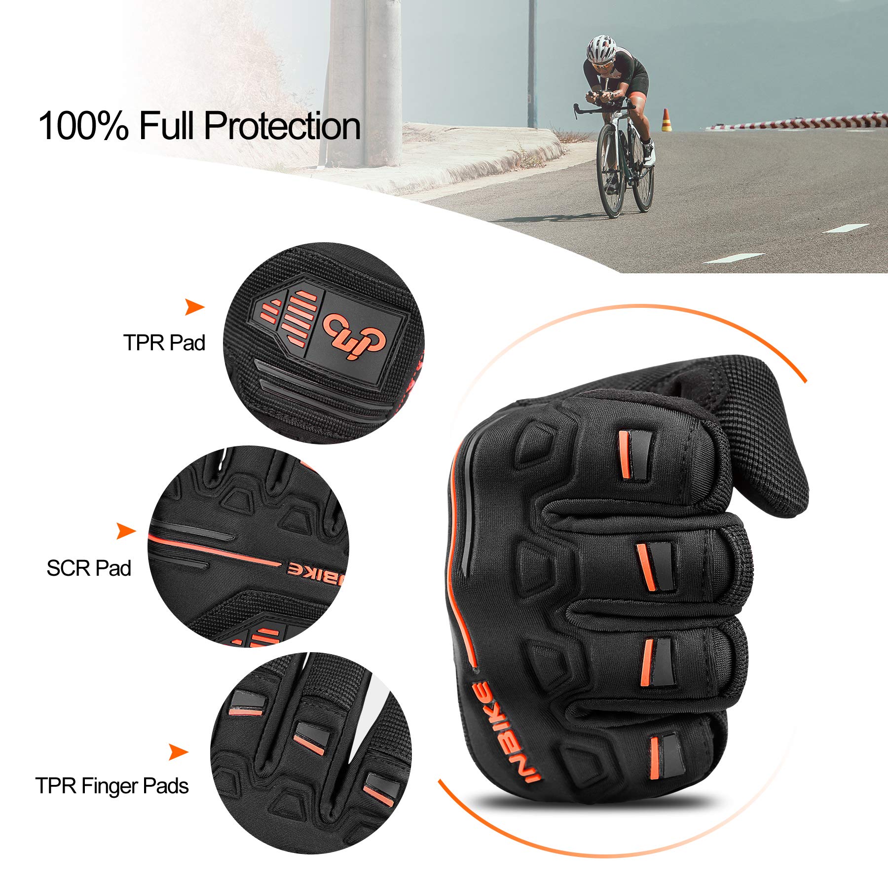 INBIKE MTB Mountain Bike Gloves - 5MM Padded Cycling Gloves for Men & Women, Breathable Anti-Slip Shock Absorbing with Knuckle Protection - Ideal for Dirt Biking, Trail Riding & Outdoor Cycling Adventures